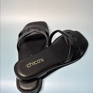 Chico's Elegant Black Size 6 Sandals EUC